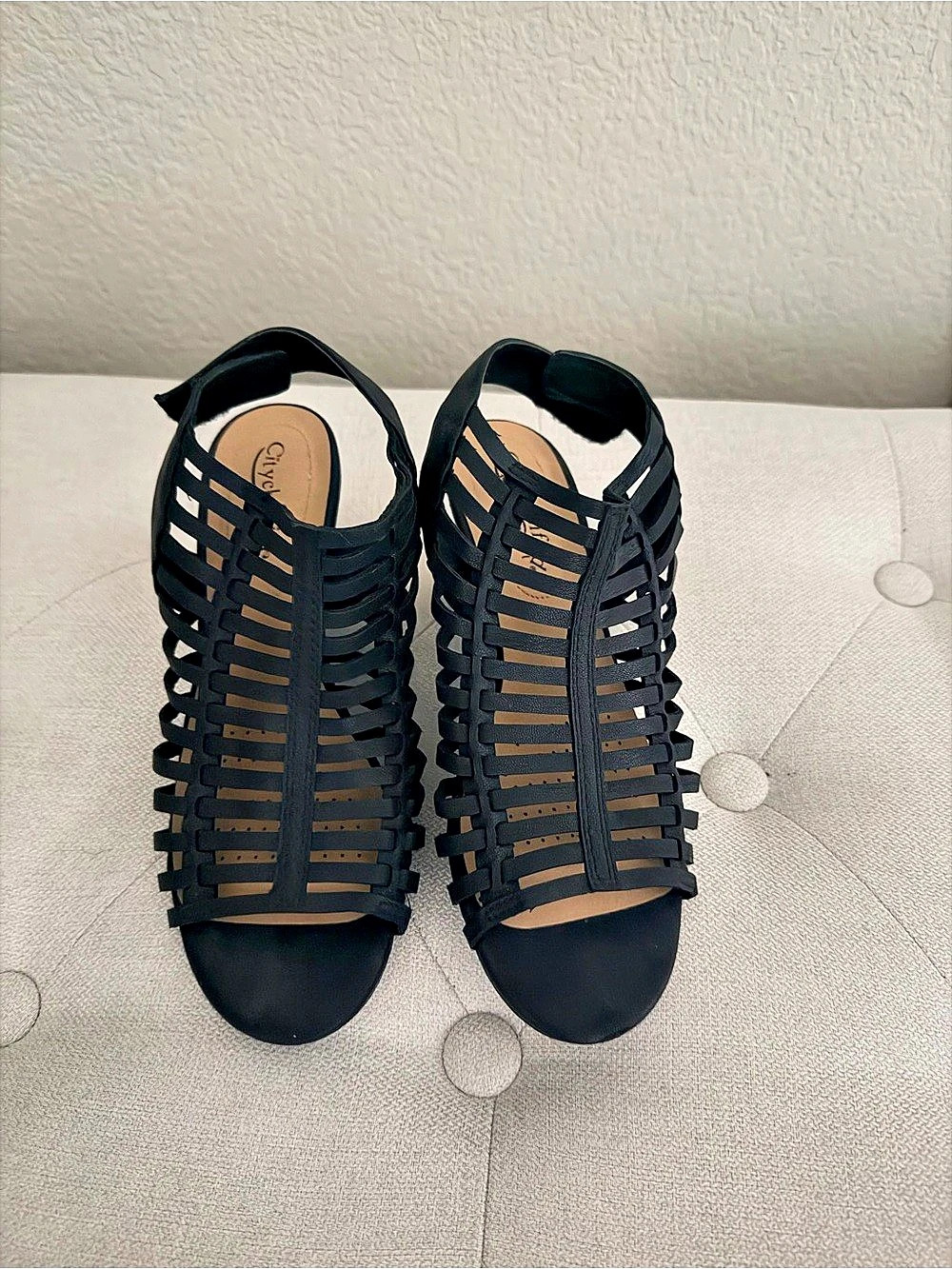 City Classified Black Cage Heels Like New